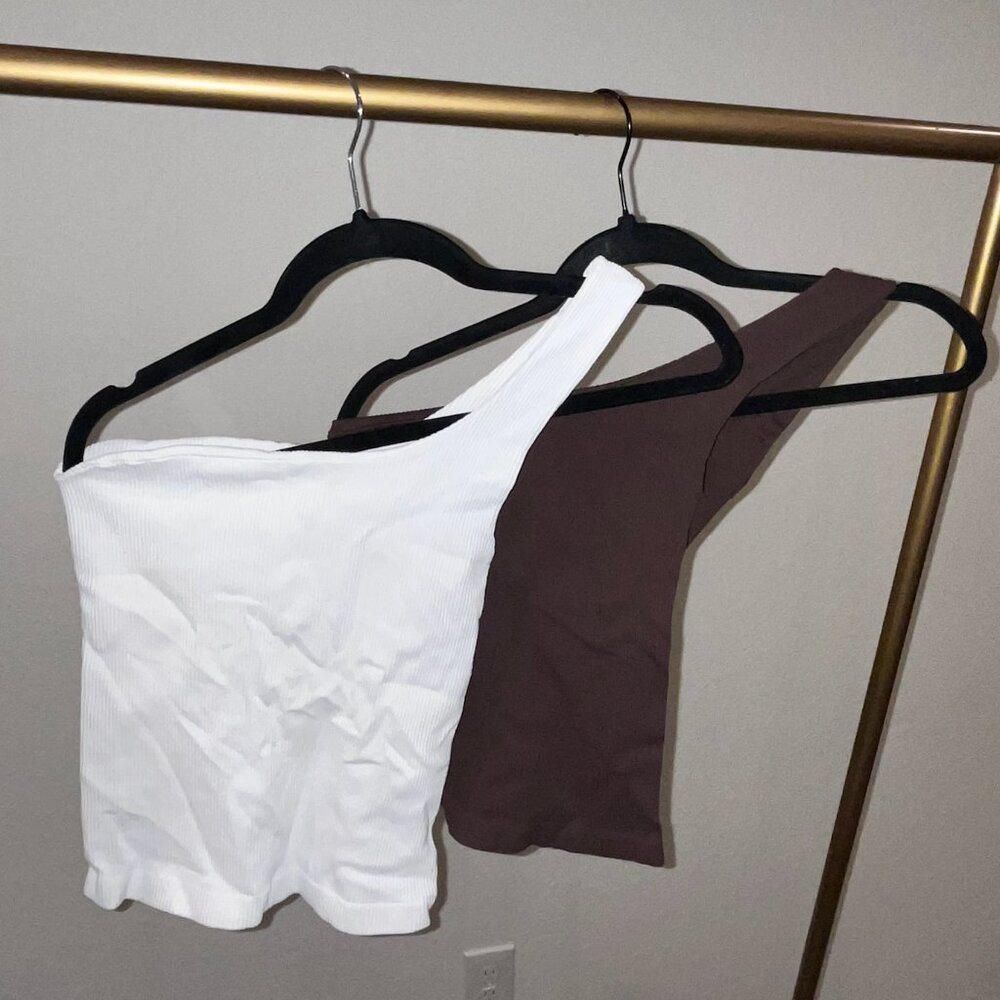 Free People Good Taste One Shoulder Ribbed Tank top Two Pack